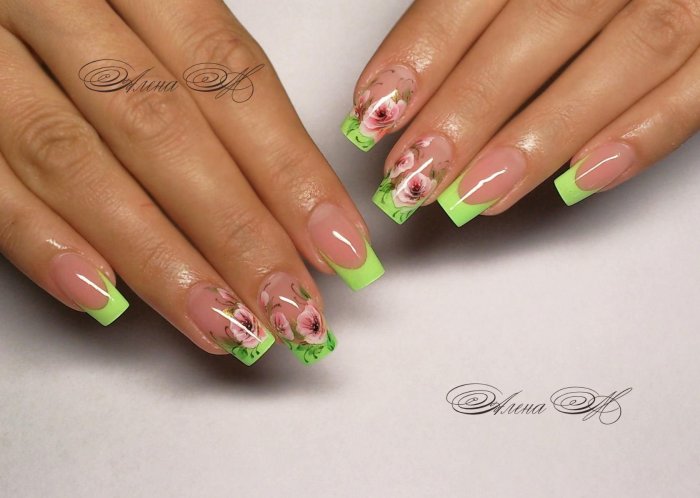 Зеленые весенние зеленые французские ногти (65 изображений)

